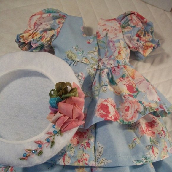 18"-19"Cats, "Shabby Rose" Ruffled Dress, Hat Free - Picture 4 of 7